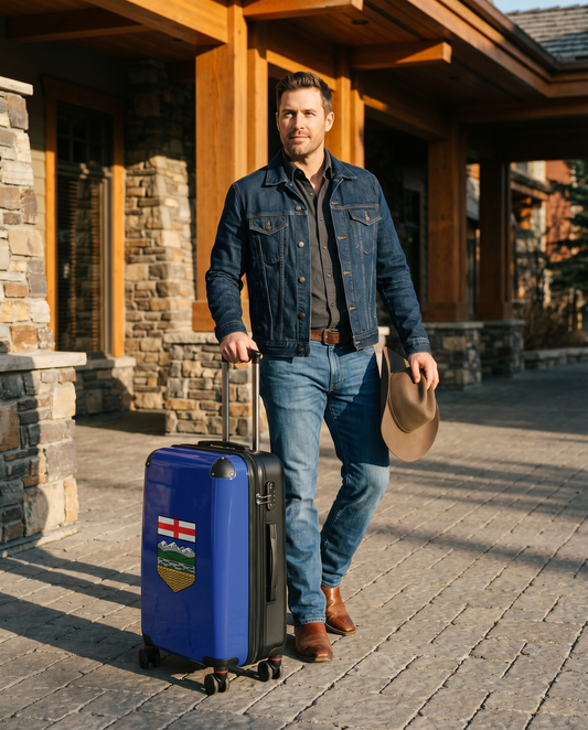 Custom Alberta Flag Suitcase – Premium Hard Shell Luggage (3 Sizes)