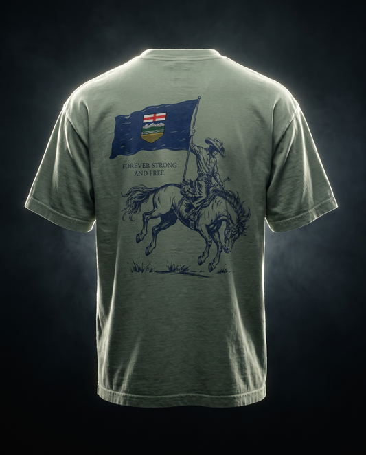 T-shirt Drapeau Alberta | Cavalier Bronco Fort et Libre