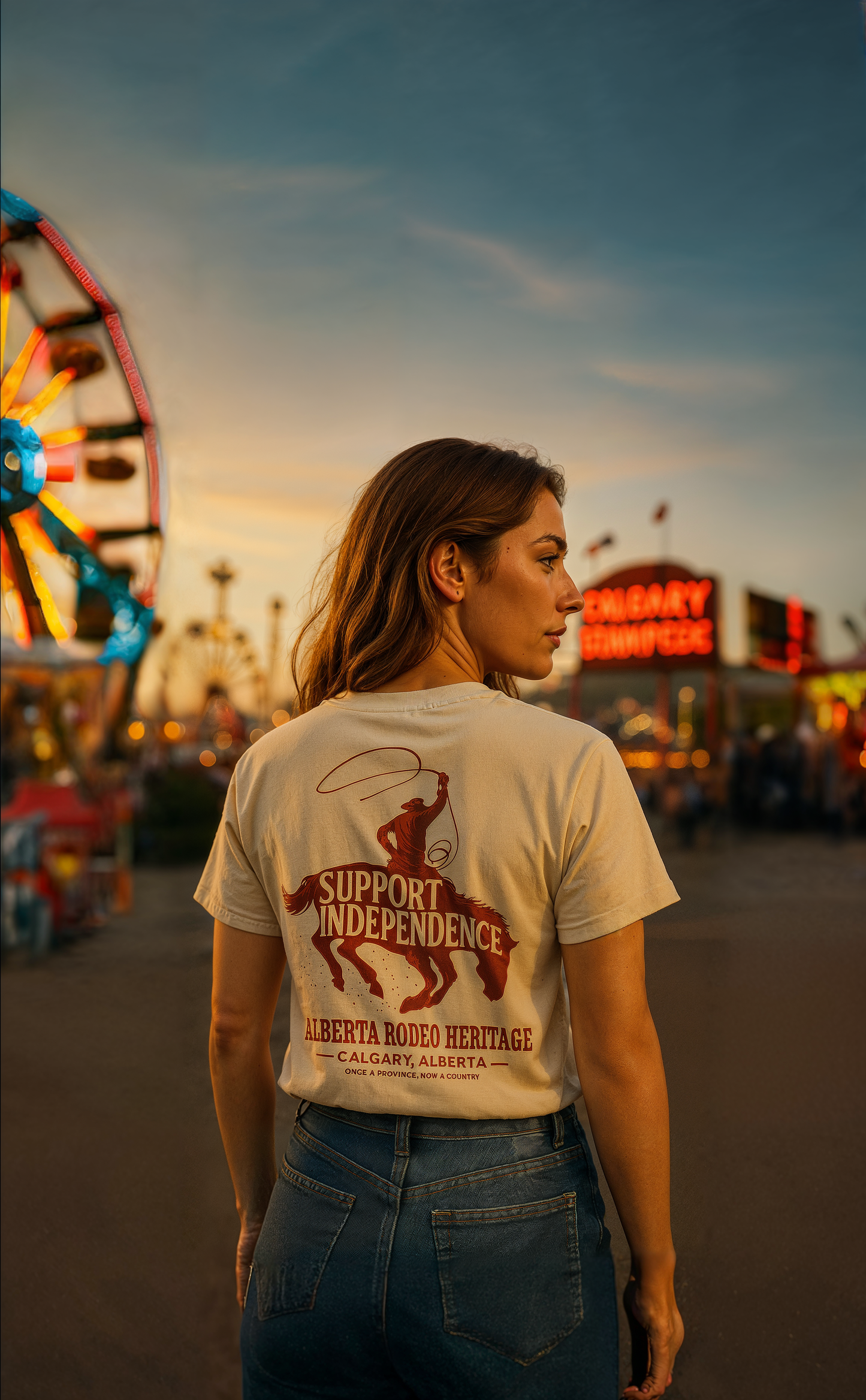Stampede Rider Free Alberta T-Shirt (Unisex)