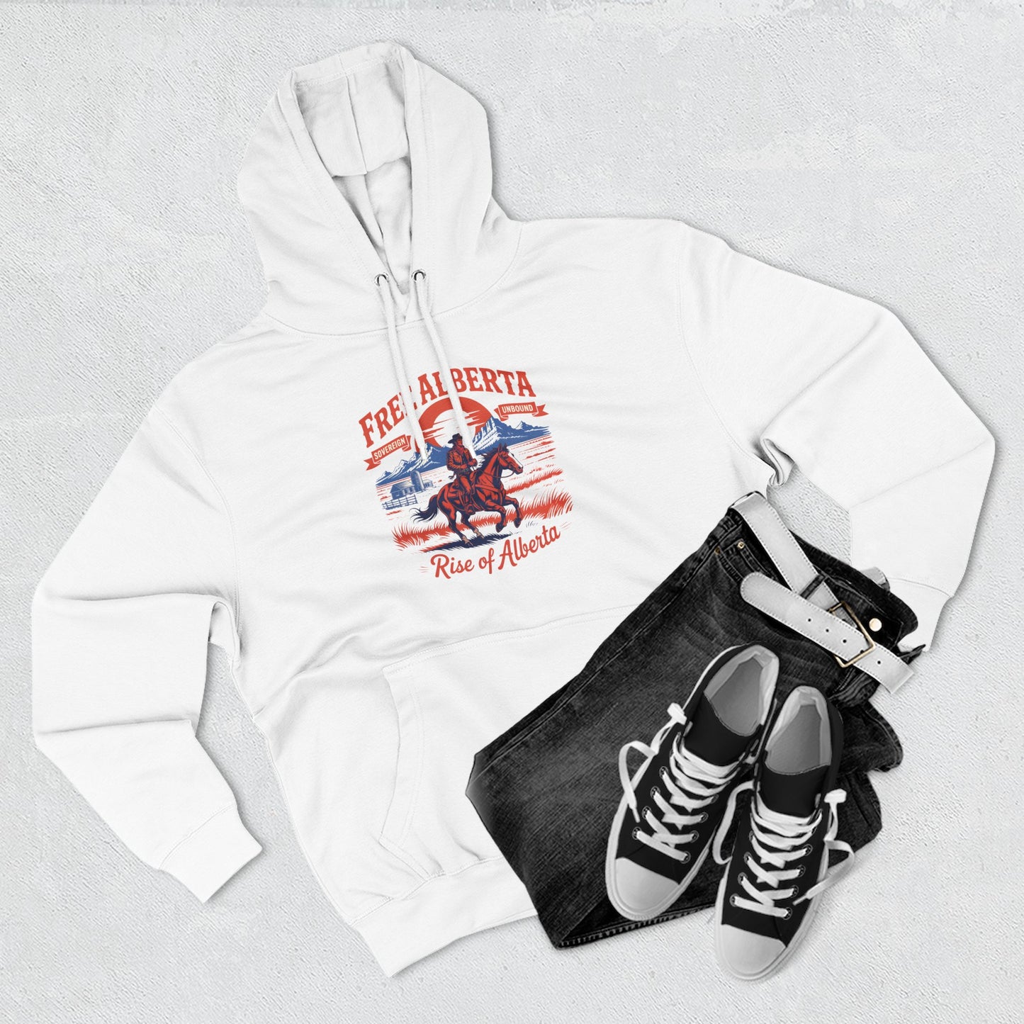 Fleece Hoodie - Free Alberta Retro Style Western Design