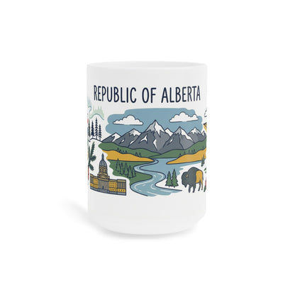 Republic of Alberta Scenic Ceramic Mug — Mountains, Wildlife & Coat of Arms Coffee Cup
