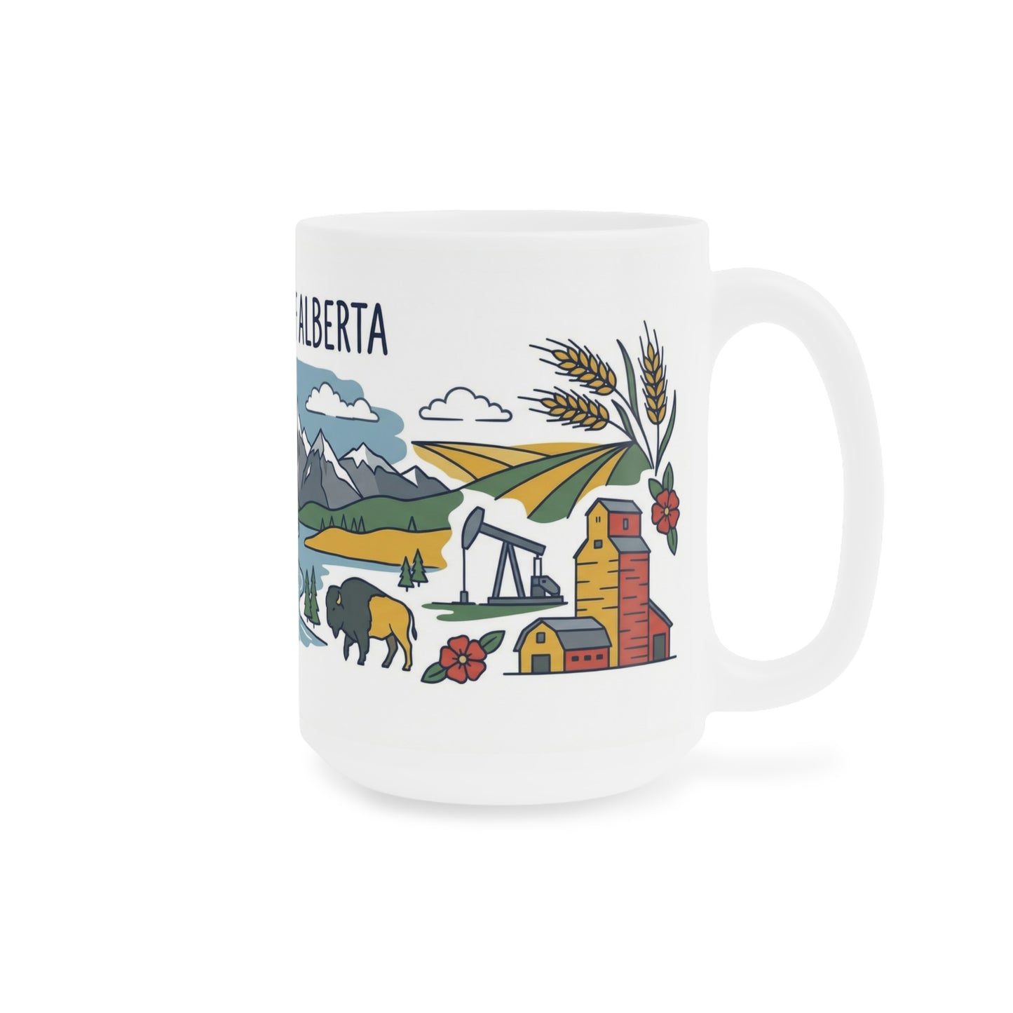 Republic of Alberta Scenic Ceramic Mug — Mountains, Wildlife & Coat of Arms Coffee Cup