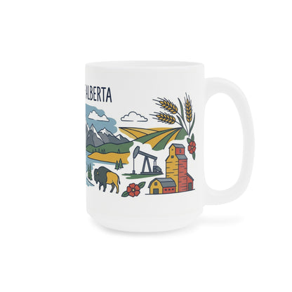 Republic of Alberta Scenic Ceramic Mug — Mountains, Wildlife & Coat of Arms Coffee Cup