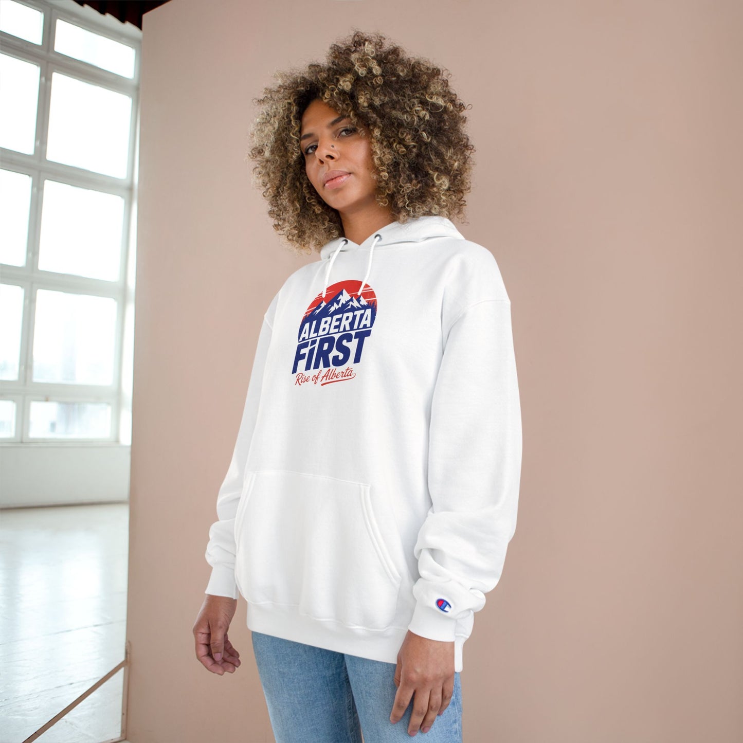"Alberta First" Rise Of Alberta White Champion Hoodie