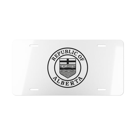 White Republic Of Alberta Vanity Plate