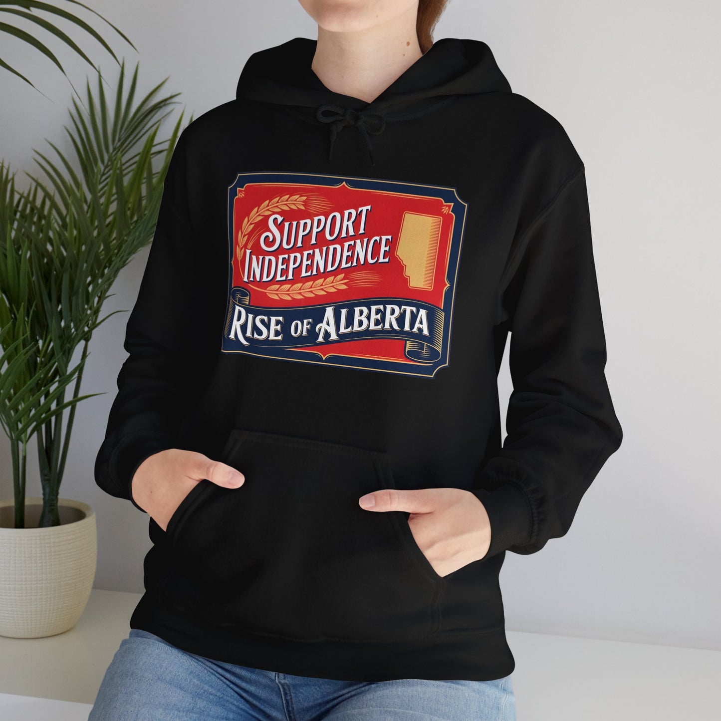 Vintage Style Support Independence Rise of Alberta Hoodie, Heavy Blend Sweatshirt
