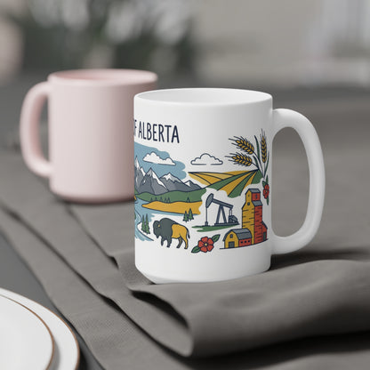 Republic of Alberta Scenic Ceramic Mug — Mountains, Wildlife & Coat of Arms Coffee Cup