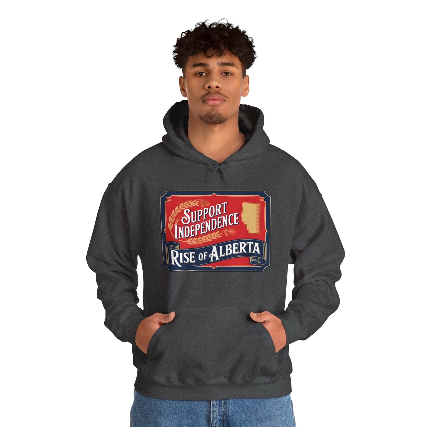 Vintage Style Support Independence Rise of Alberta Hoodie, Heavy Blend Sweatshirt