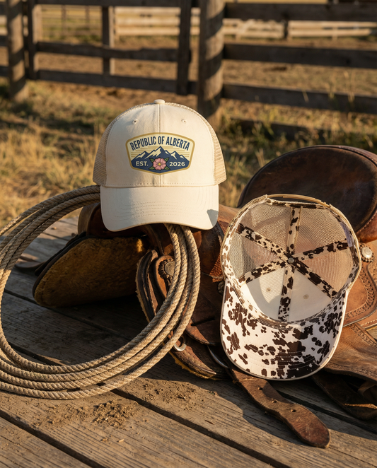 Womens Republic of Alberta Cowhide Underbrim Trucker Hat
