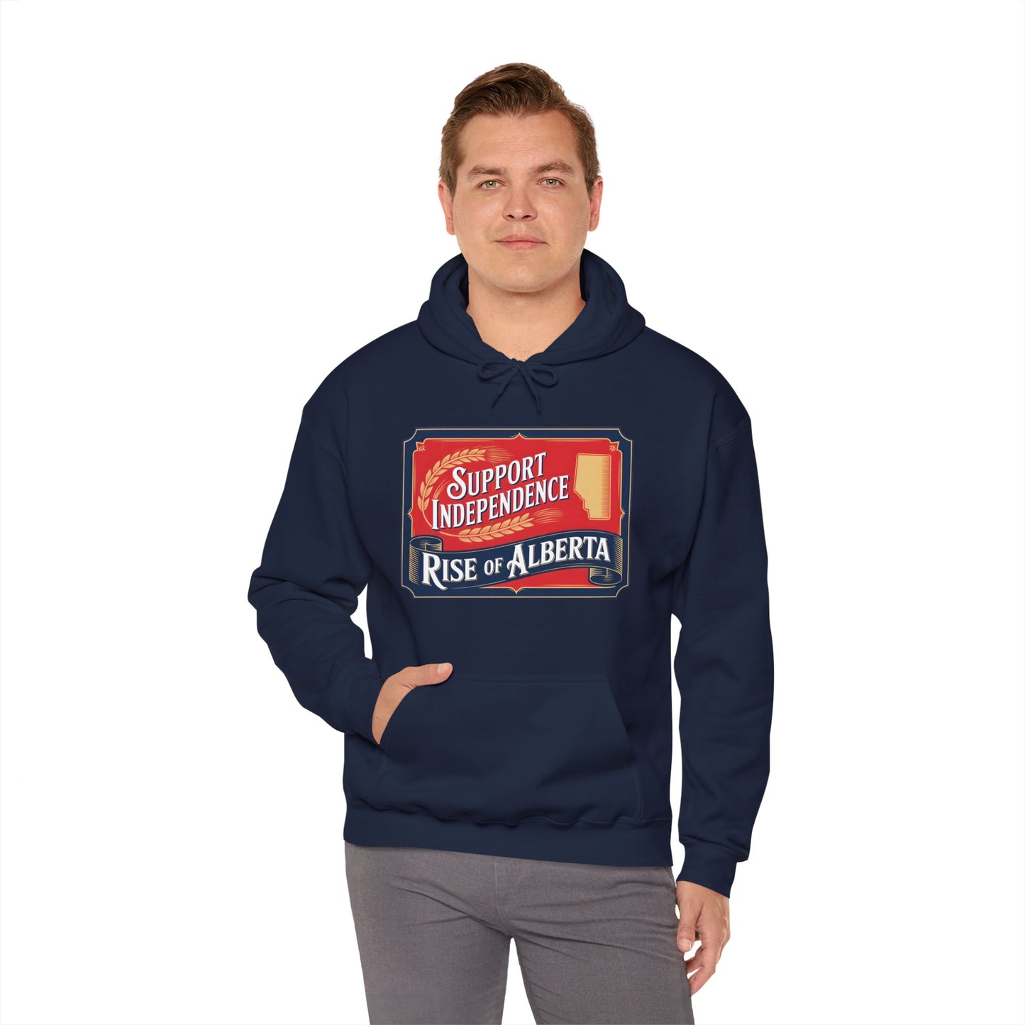 Vintage Style Support Independence Rise of Alberta Hoodie, Heavy Blend Sweatshirt