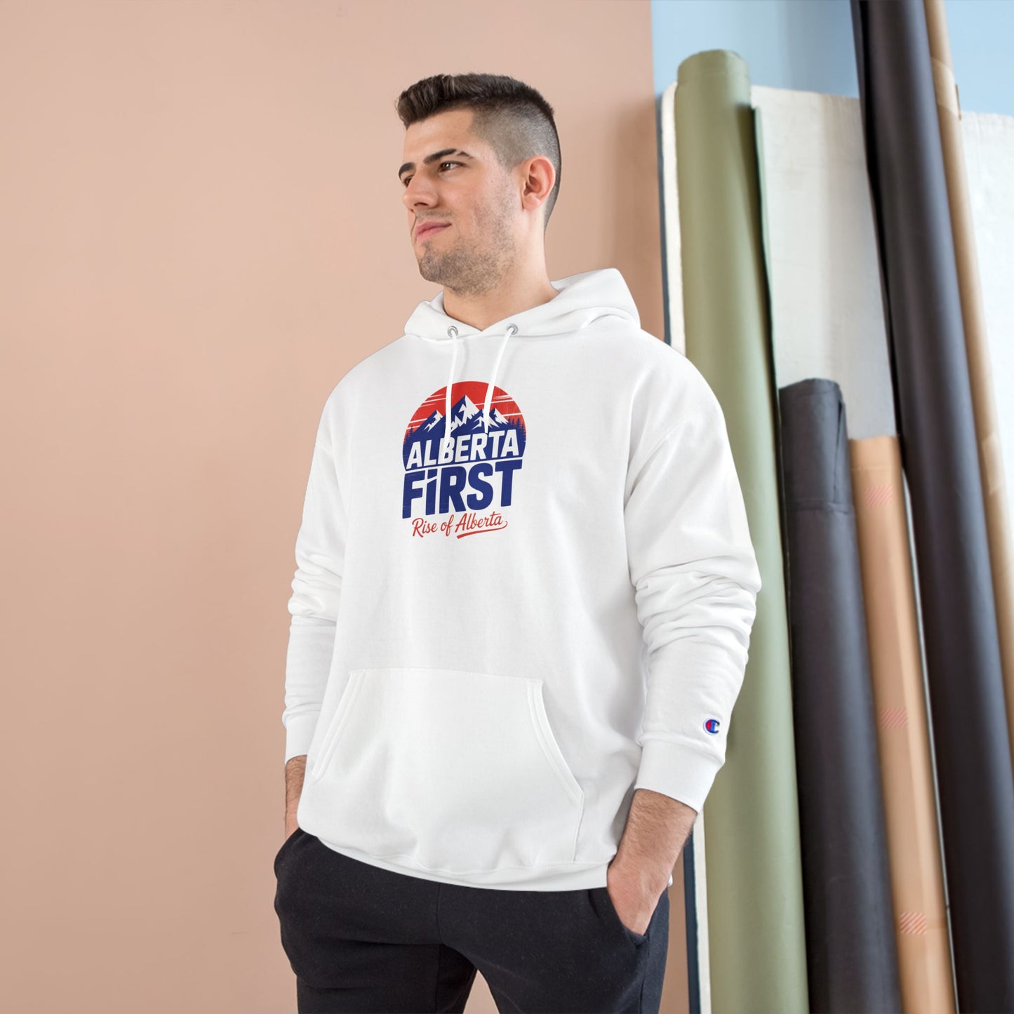 "Alberta First" Rise Of Alberta White Champion Hoodie