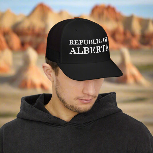 Black Republic of Alberta Snapback Trucker Hat