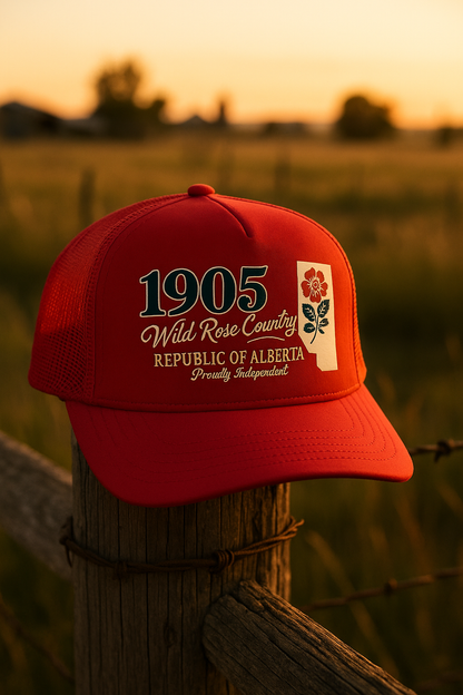Red Wild Rose Country Trucker Hat