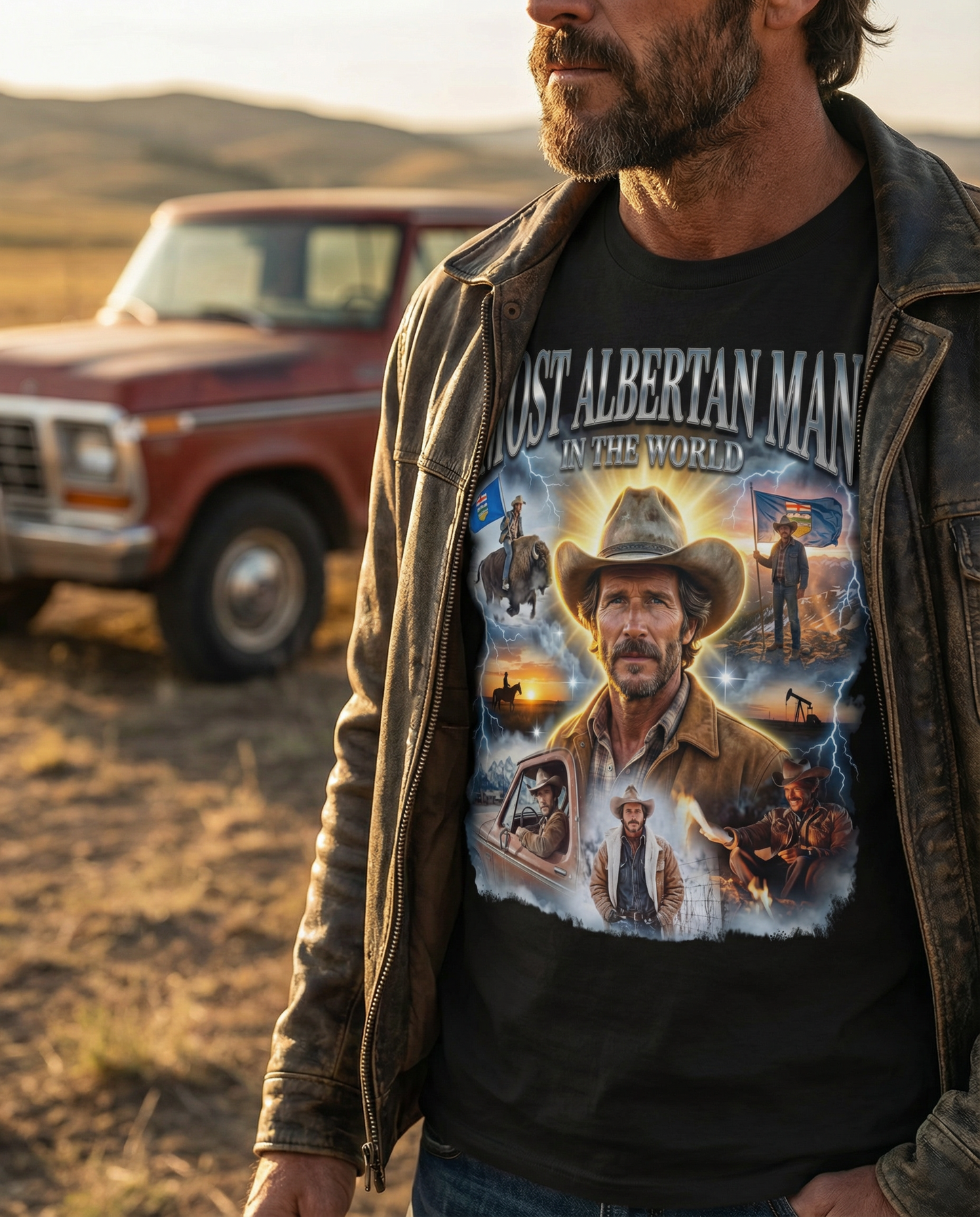 Most Alberta Man in The World Collage Premium T-Shirt