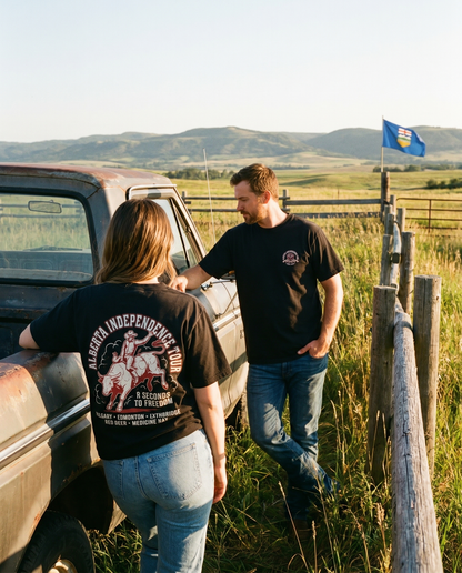 Alberta Independence Tour Graphic Tee — "8 Seconds to Freedom" Bull Rider Shirt
