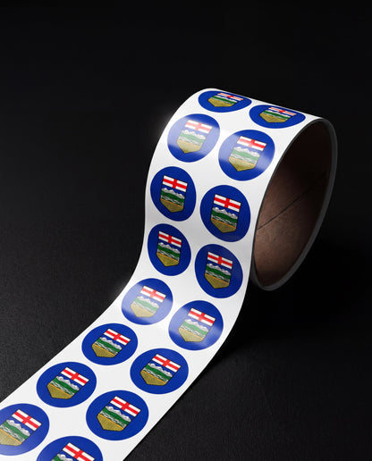 Alberta Flag Round Sticker Label Rolls