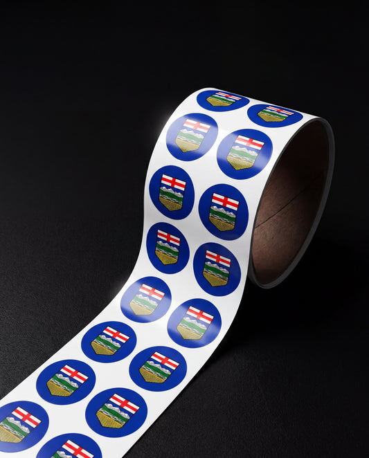 Alberta Flag Round Sticker Label Rolls