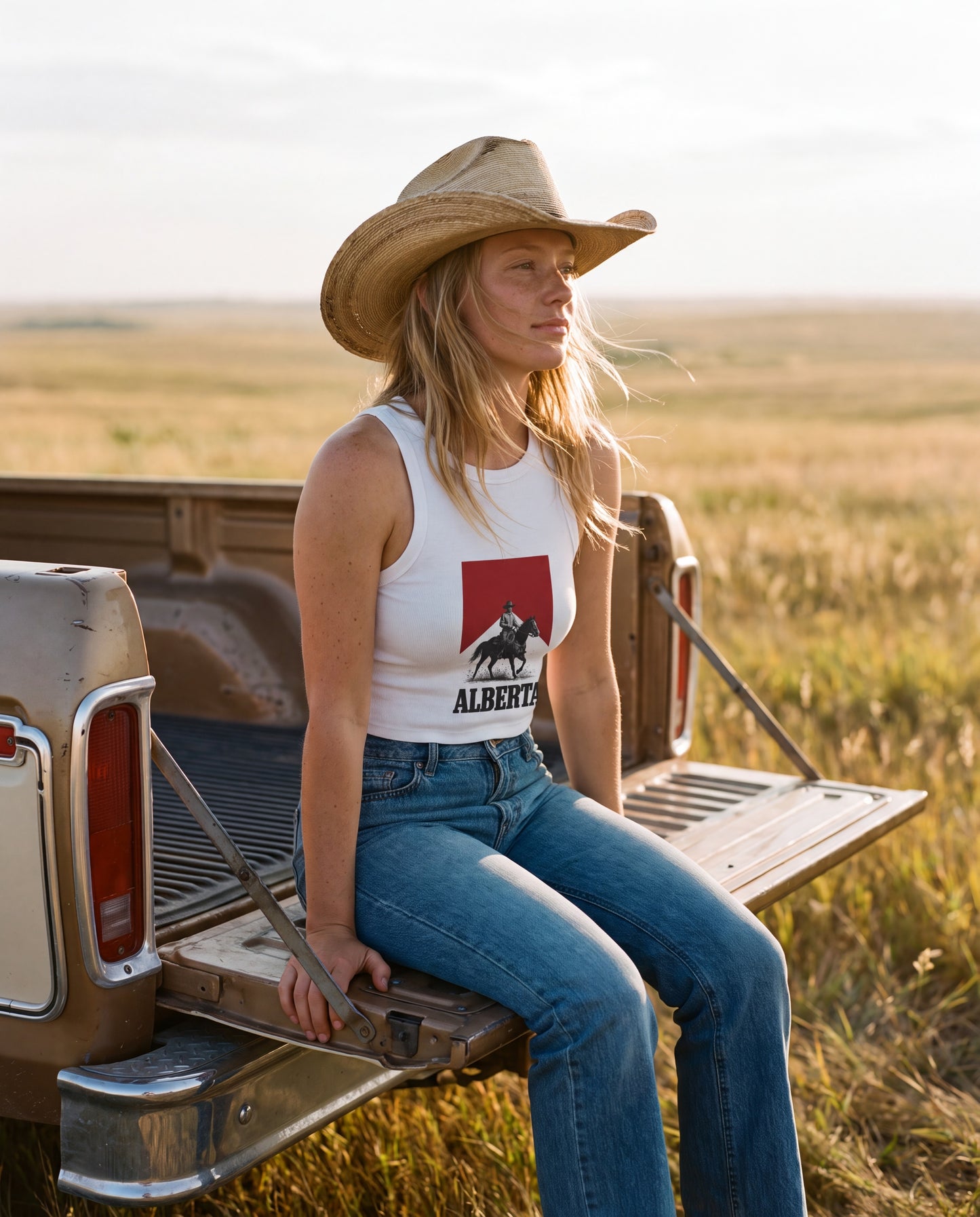 Alberta Cowboy Women's Rib Racer Tank Top