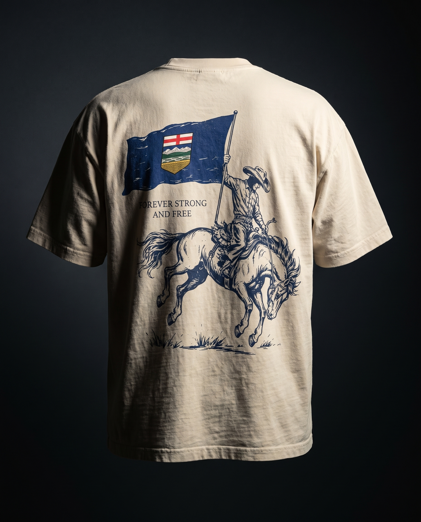 Alberta Flag T-Shirt | Strong and Free Bronco Rider