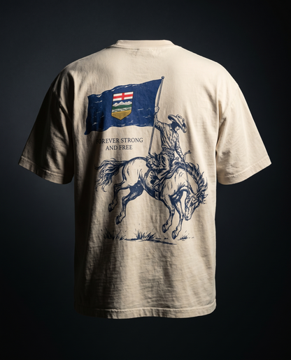 Alberta Flag T-Shirt | Strong and Free Bronco Rider