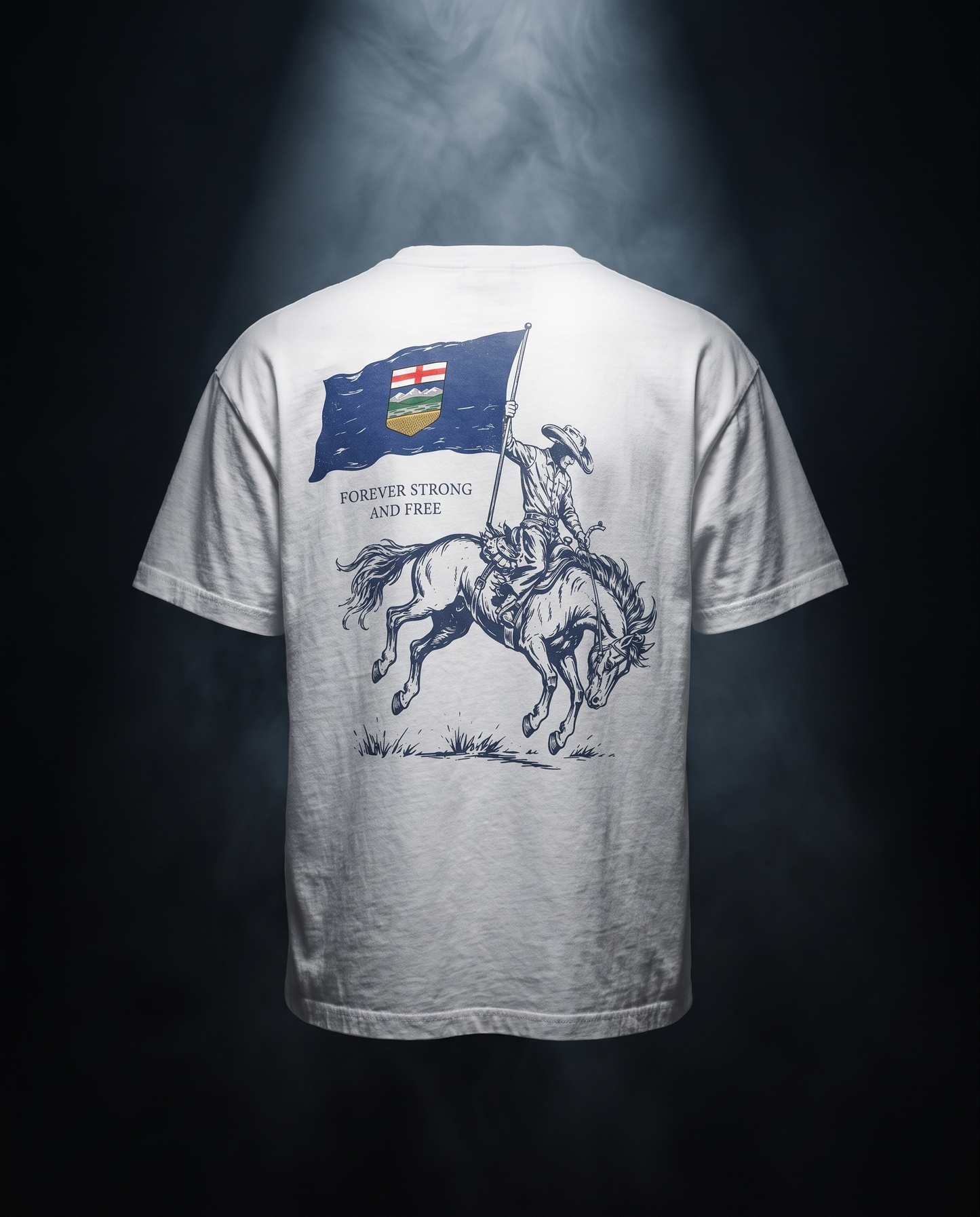 Alberta Flag T-Shirt | Strong and Free Bronco Rider