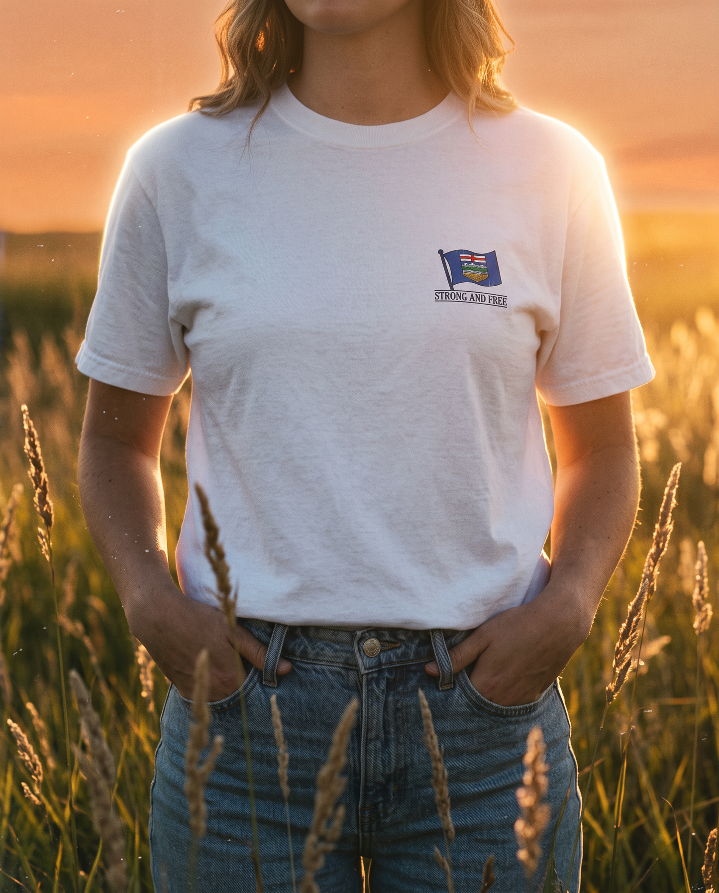 Alberta Flag T-Shirt | Strong and Free Bronco Rider