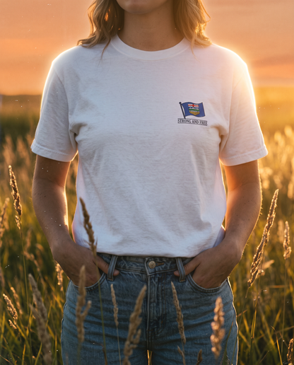 Alberta Flag T-Shirt | Strong and Free Bronco Rider