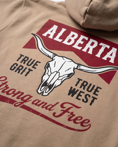 Alberta Hoodie | Strong and Free Longhorn Skull