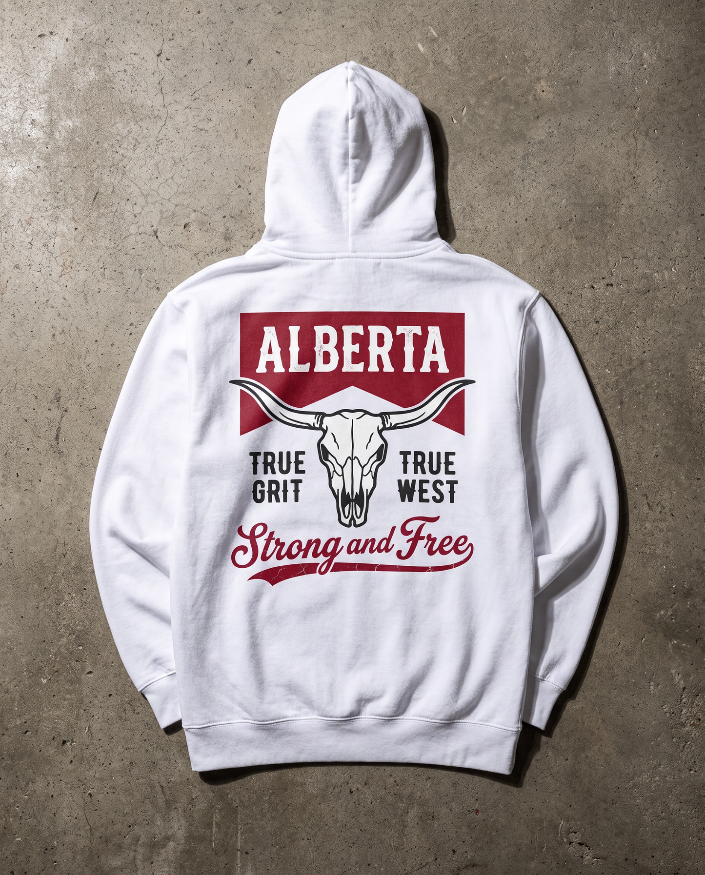 Alberta Hoodie | Strong and Free Longhorn Skull