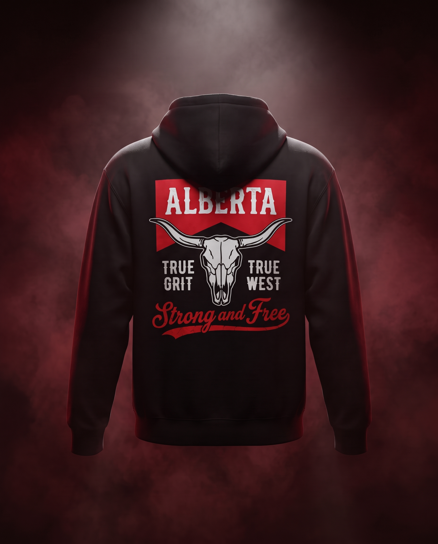 Alberta Hoodie | Strong and Free Longhorn Skull