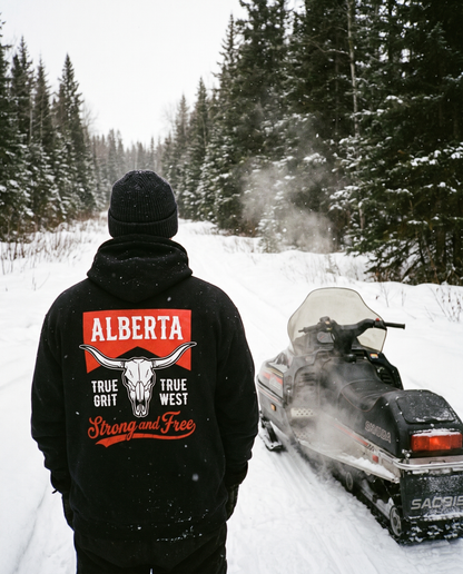 Alberta Hoodie | Strong and Free Longhorn Skull
