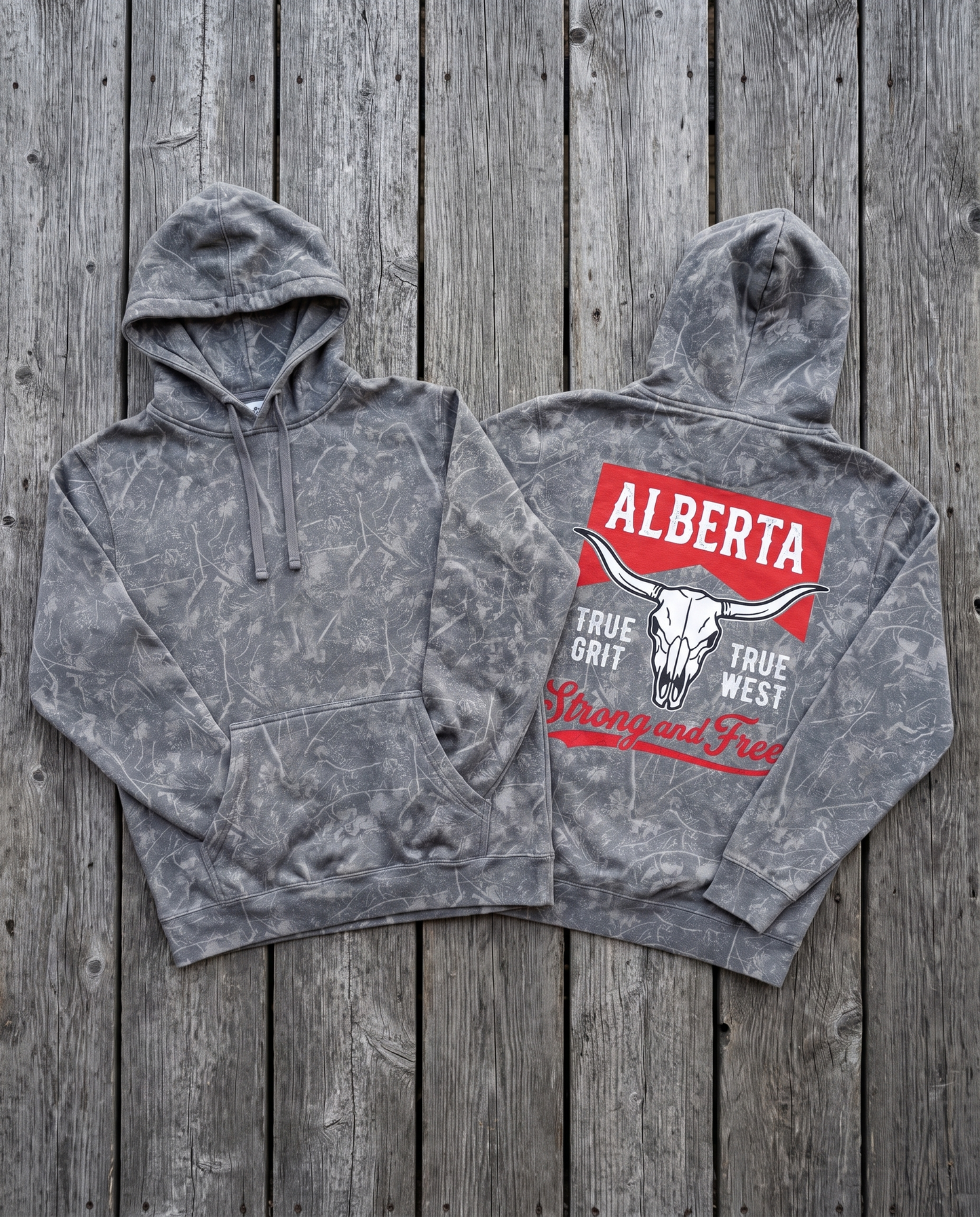 Alberta Hoodie | Strong and Free Longhorn Skull
