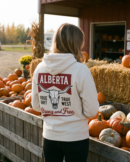 Alberta Hoodie | Strong and Free Longhorn Skull