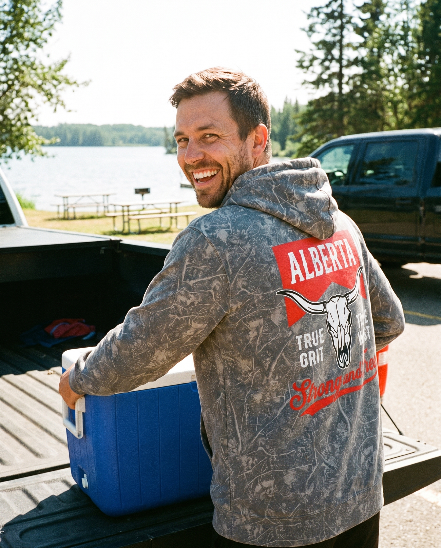 Alberta Hoodie | Strong and Free Longhorn Skull