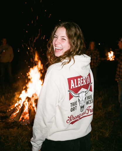 Alberta Hoodie | Strong and Free Longhorn Skull