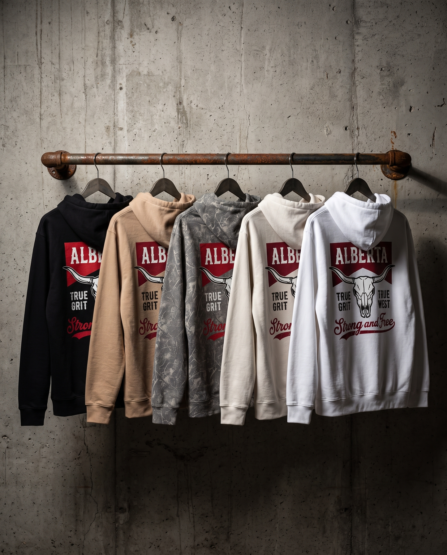 Alberta Hoodie | Strong and Free Longhorn Skull