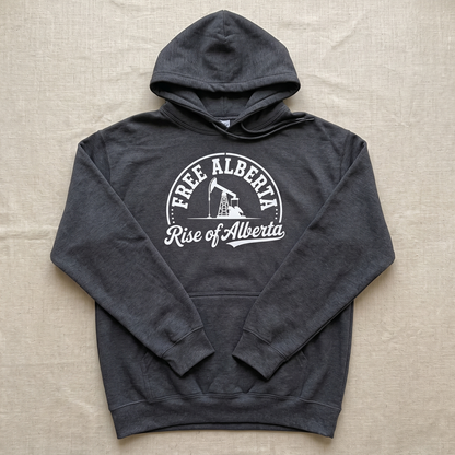 Free Alberta hoodie dark heather flat lay
