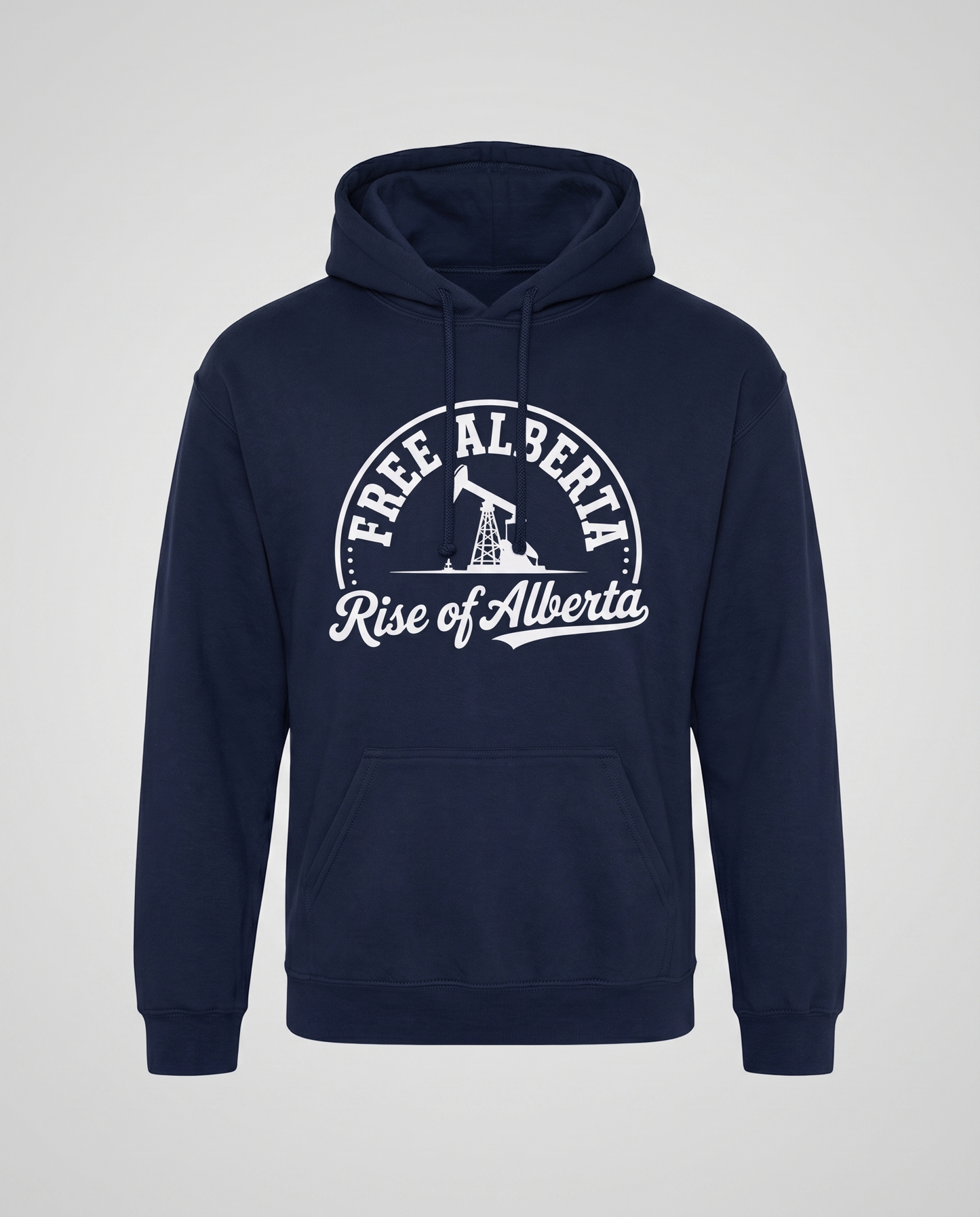 Free Alberta hoodie navy studio front