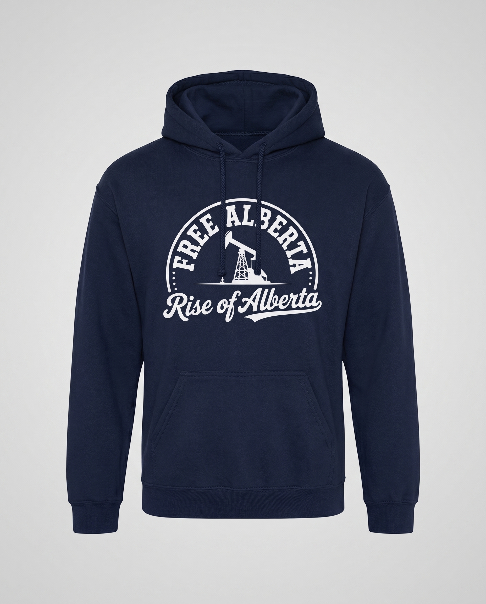 Free Alberta hoodie navy studio front