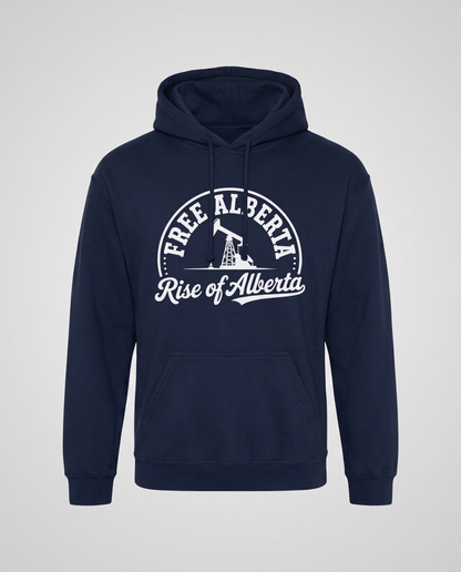 Free Alberta hoodie navy studio front