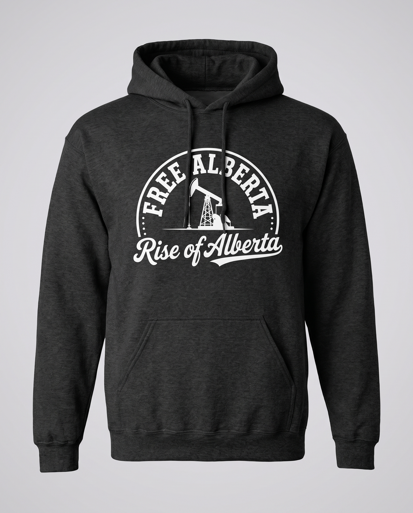 Free Alberta hoodie dark heather studio front