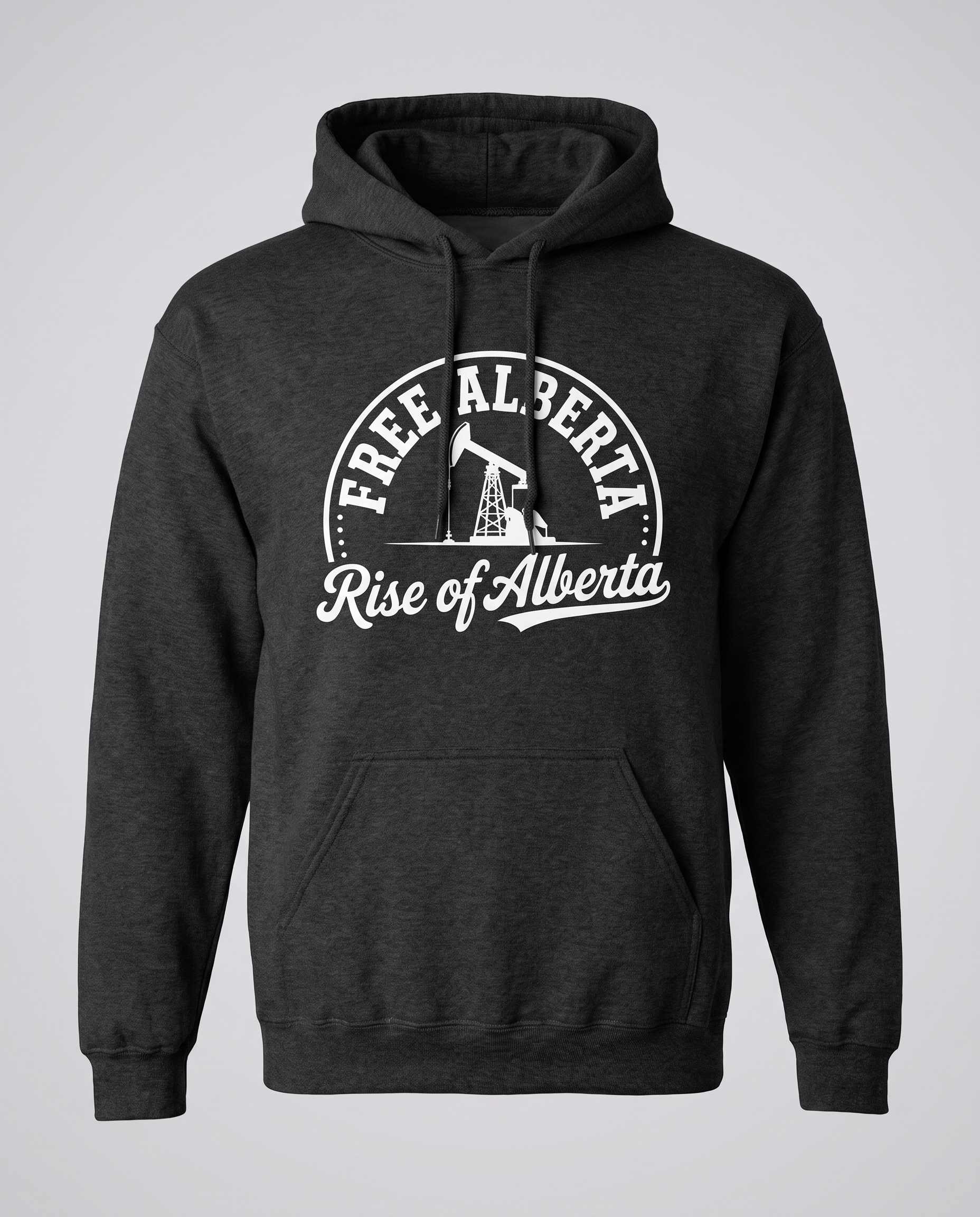 Free Alberta hoodie dark heather studio front