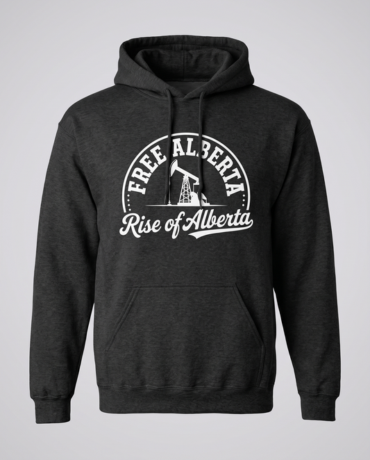 Free Alberta hoodie dark heather studio front