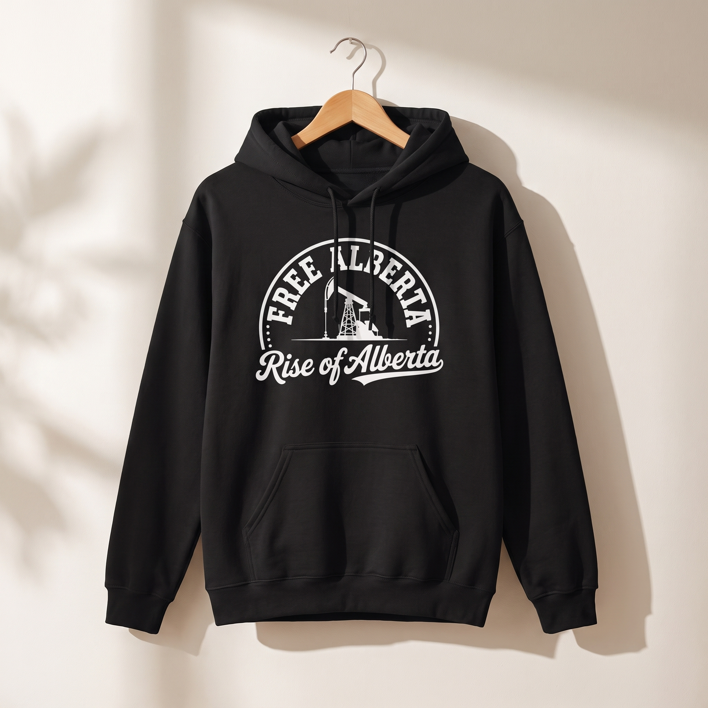 Free Alberta hoodie black on hanger