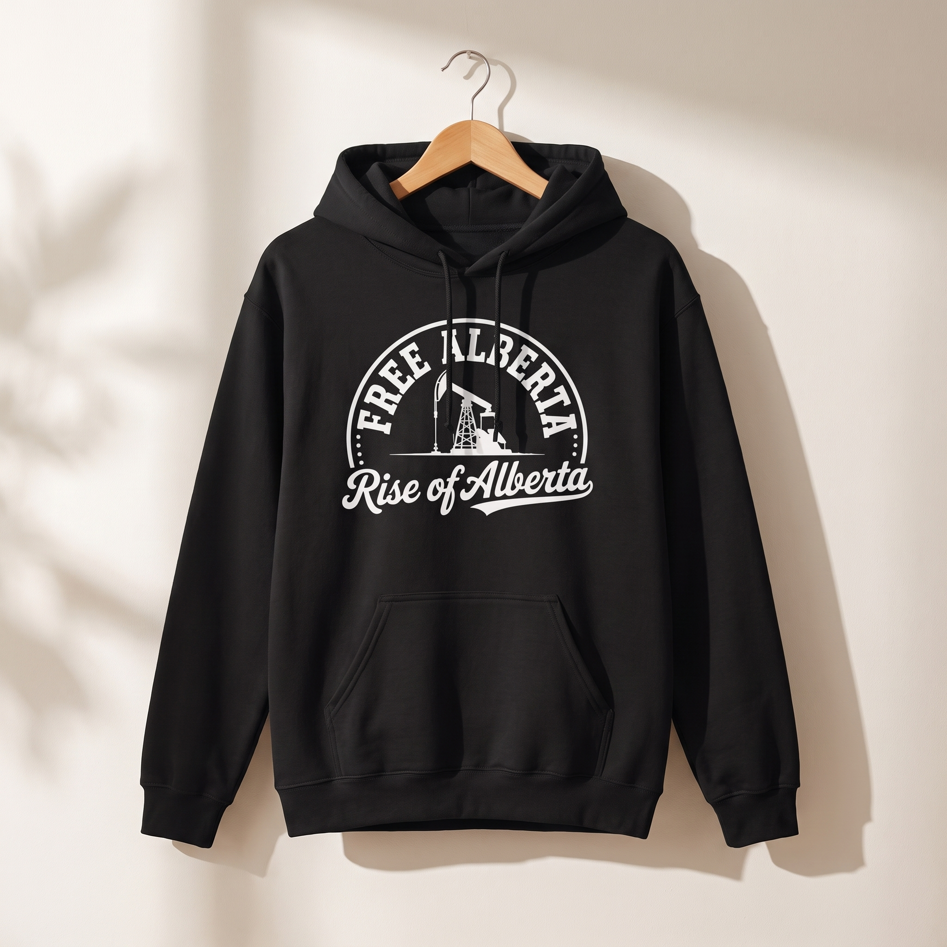 Free Alberta hoodie black on hanger
