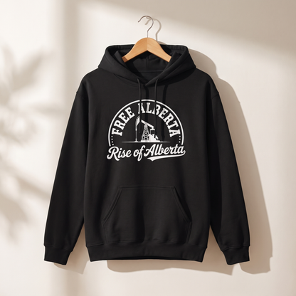 Free Alberta hoodie black on hanger