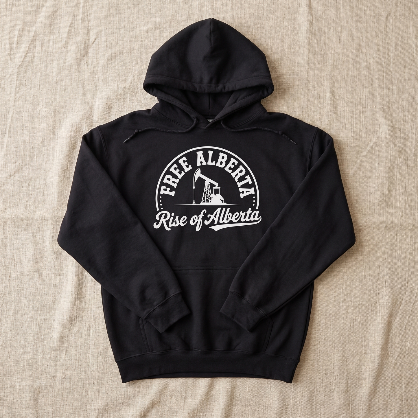 Free Alberta hoodie black flat lay