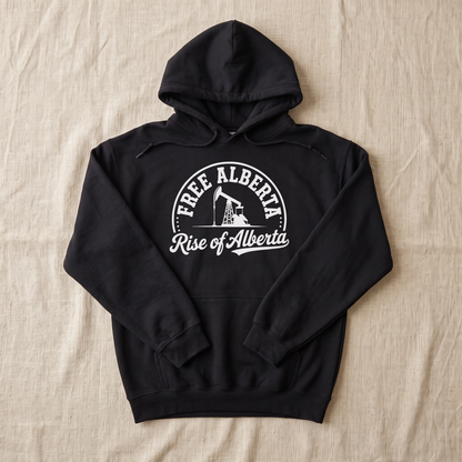 Free Alberta hoodie black flat lay