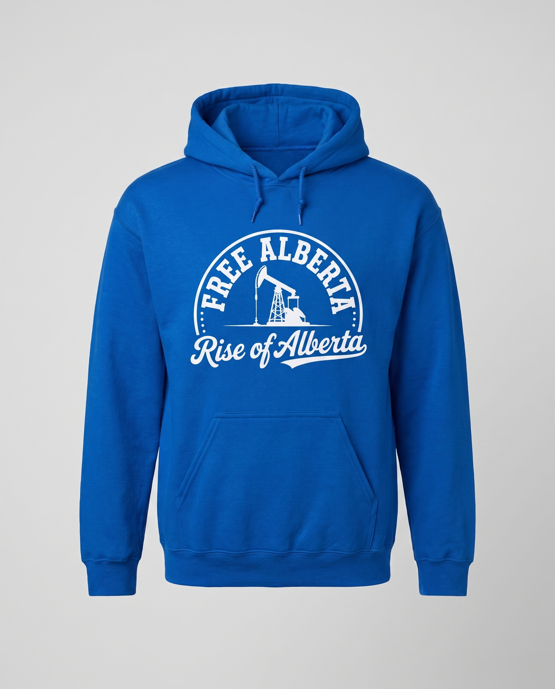 Free Alberta hoodie royal blue studio front