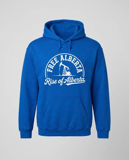 Free Alberta hoodie royal blue studio front